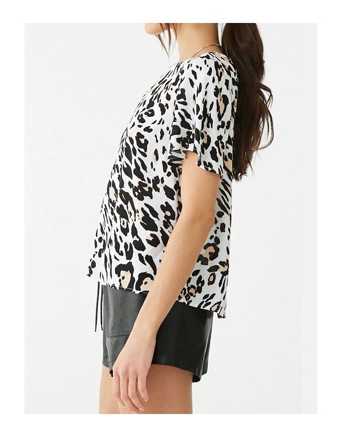 Chic T-shirts Leopard Print Casual Chiffon Summer Tops